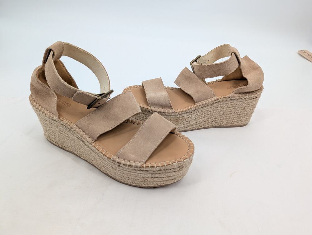 Soludos Palma Platform Chunky Wedge Leather Suede Sandal Tan Size 8 Festival